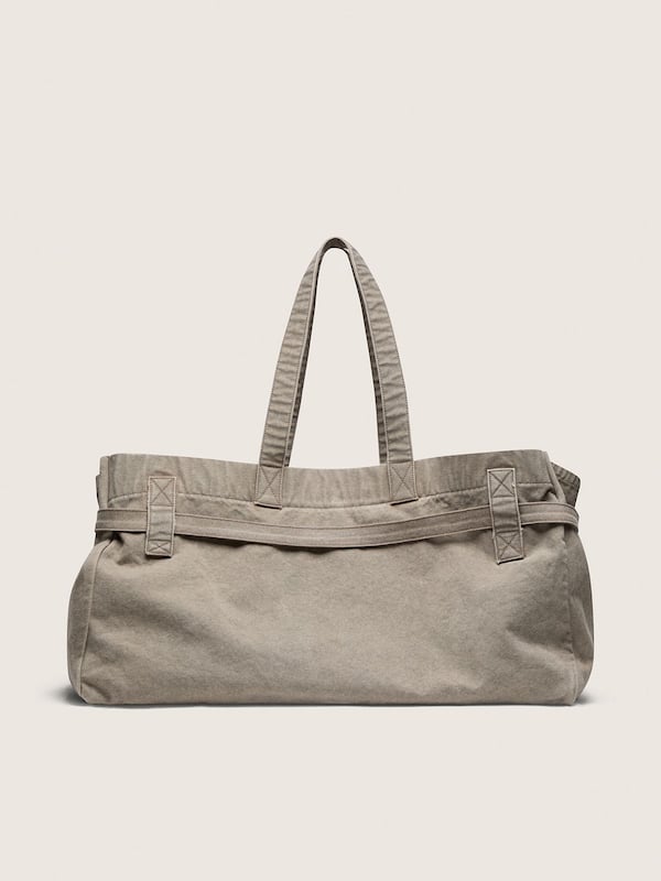 Golden Goose - Anthracite canvas tote bag with embroidery and antique silver details in 