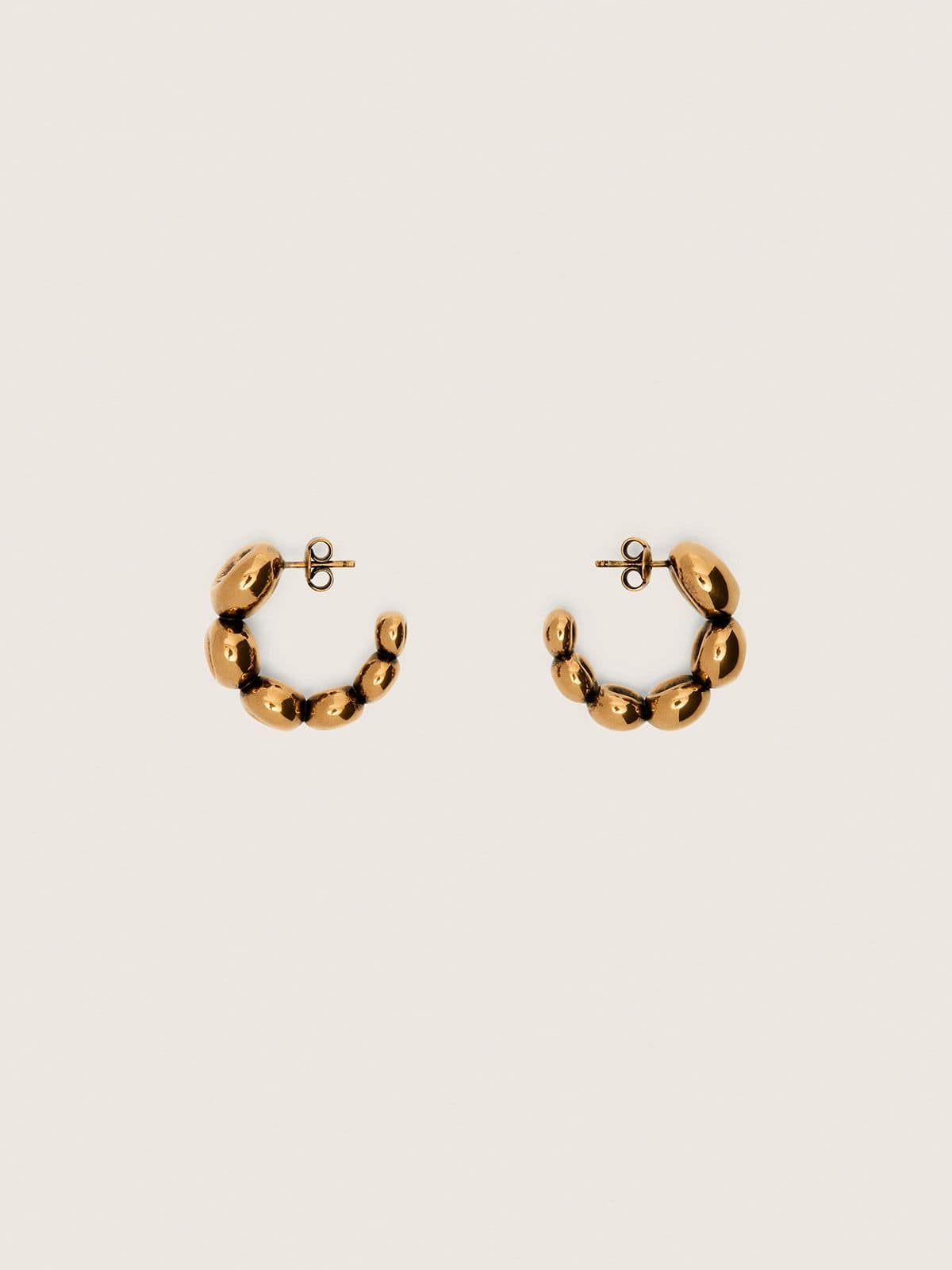 Golden Goose - Pendientes circulares con tachas color dorado antiguo in 