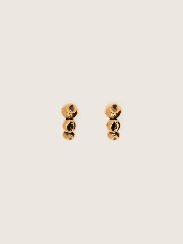 Hoop earrings with antique gold-colored studs