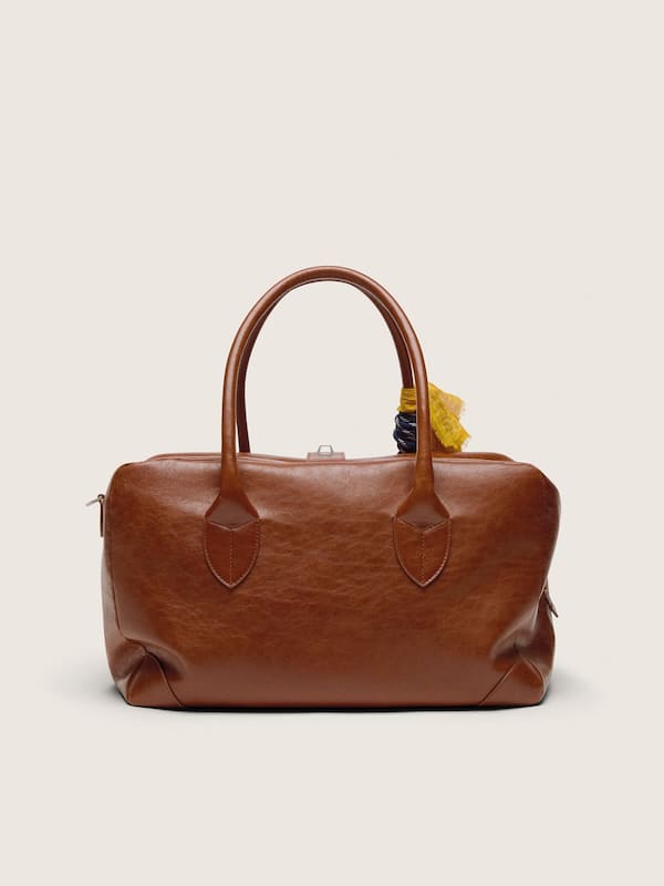 Golden Goose - Vita Bag media in pelle marrone chiaro con charm applicati e detagli argento in 