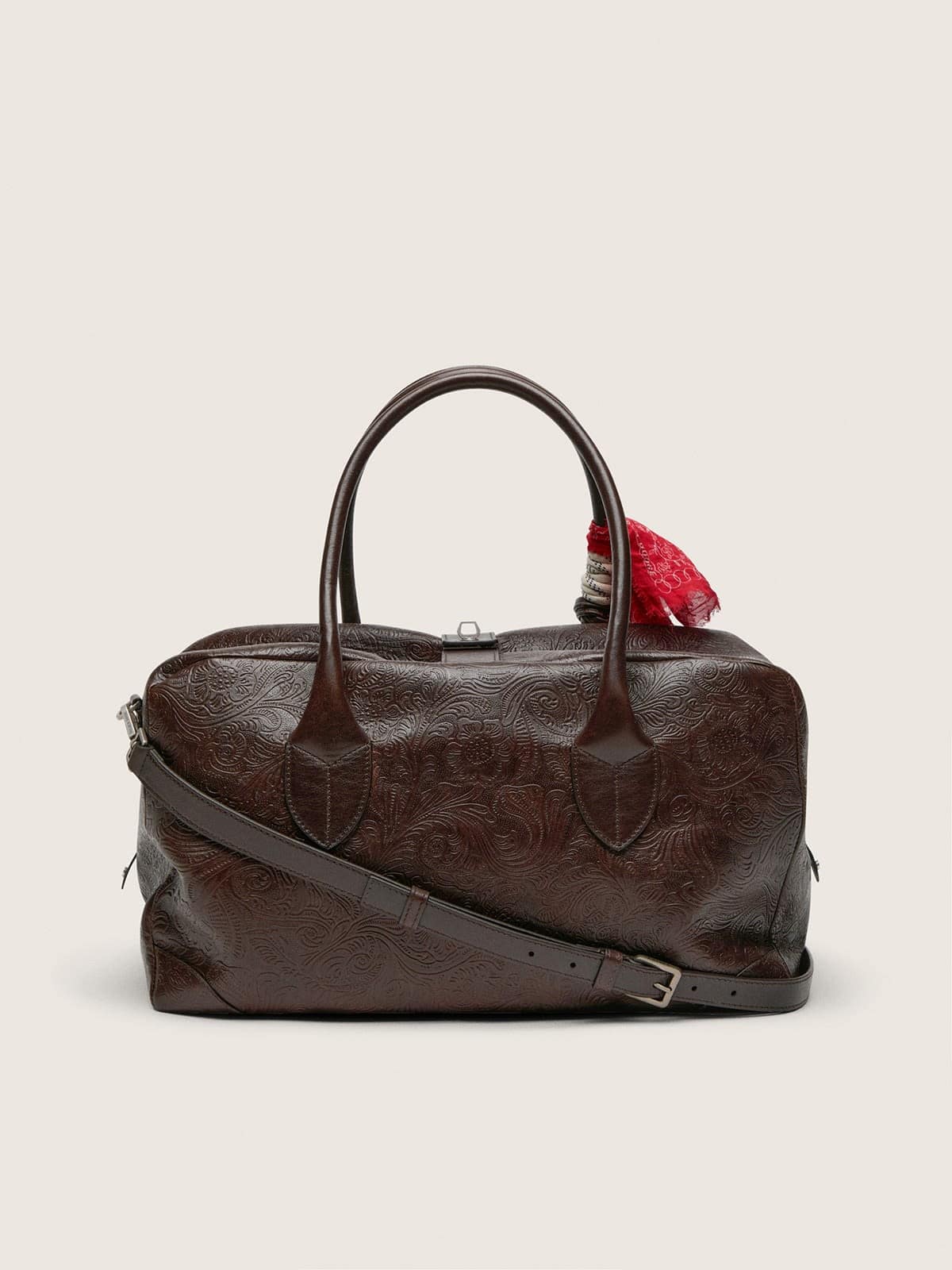 Golden Goose - Medium Vita Bag in mahogany leather with charms and silver details in 