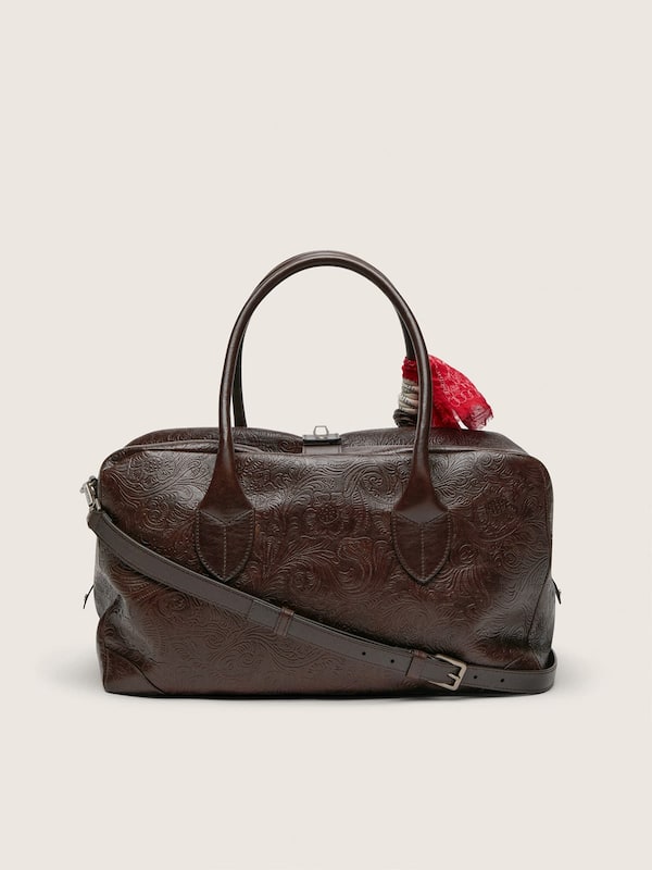 Golden Goose - Medium Vita Bag in mahogany leather with charms and silver details in 