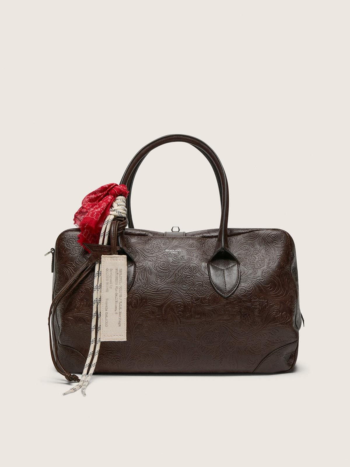 Golden Goose - Medium Vita Bag in mahogany leather with charms and silver details in 