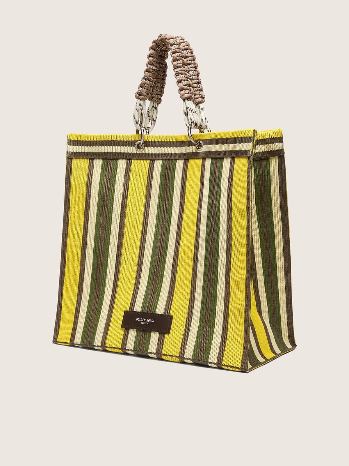 Golden Goose - Sac Spiaggina ray&eacute; dans les tons du jaune, du vert et du marron in 