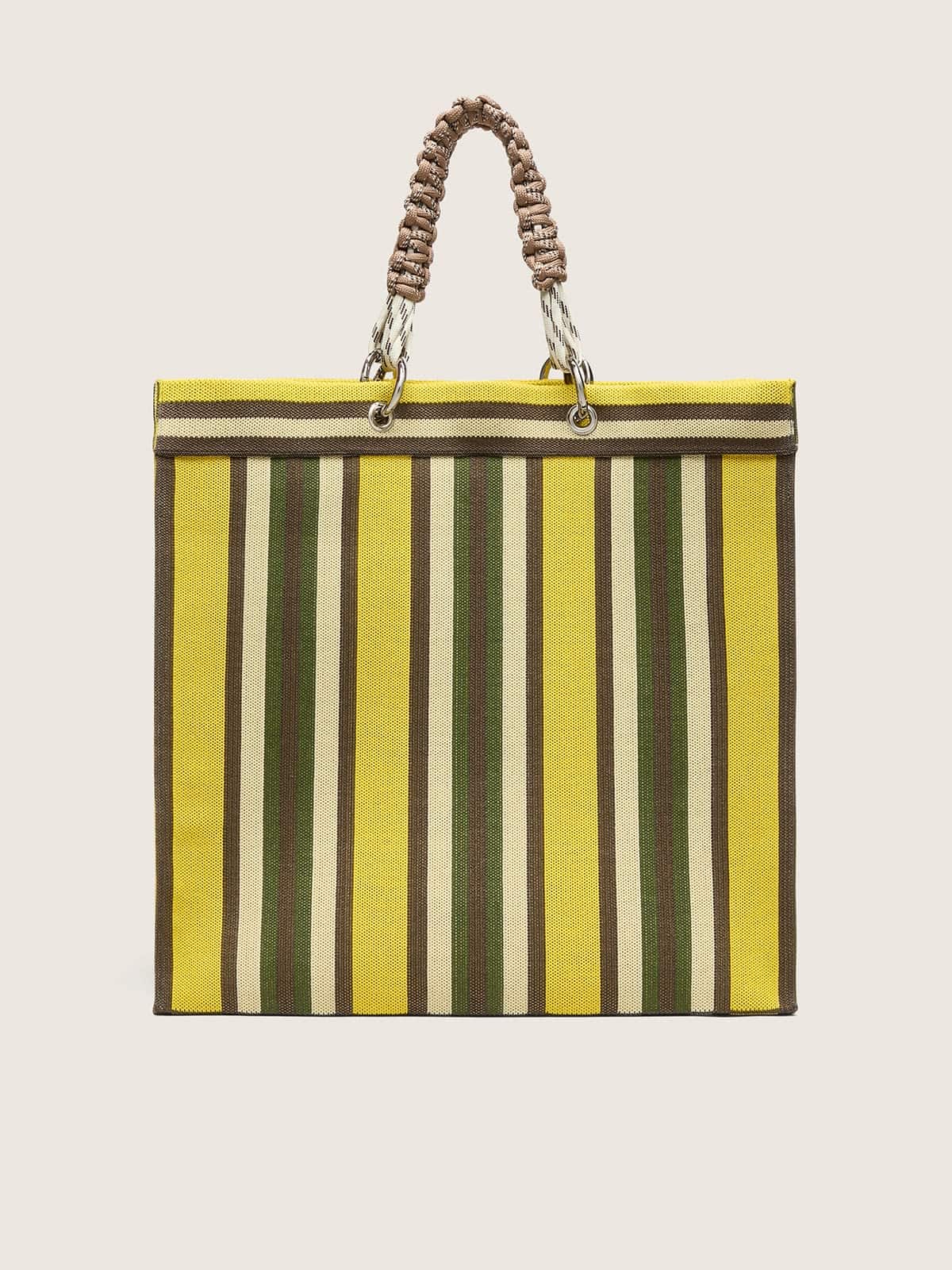 Golden Goose - Sac Spiaggina ray&eacute; dans les tons du jaune, du vert et du marron in 