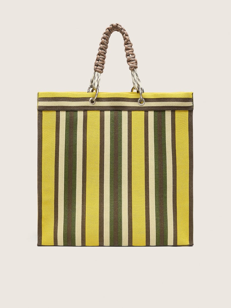 Golden Goose - Striped Spiaggina Bag in yellow, green and brown in 