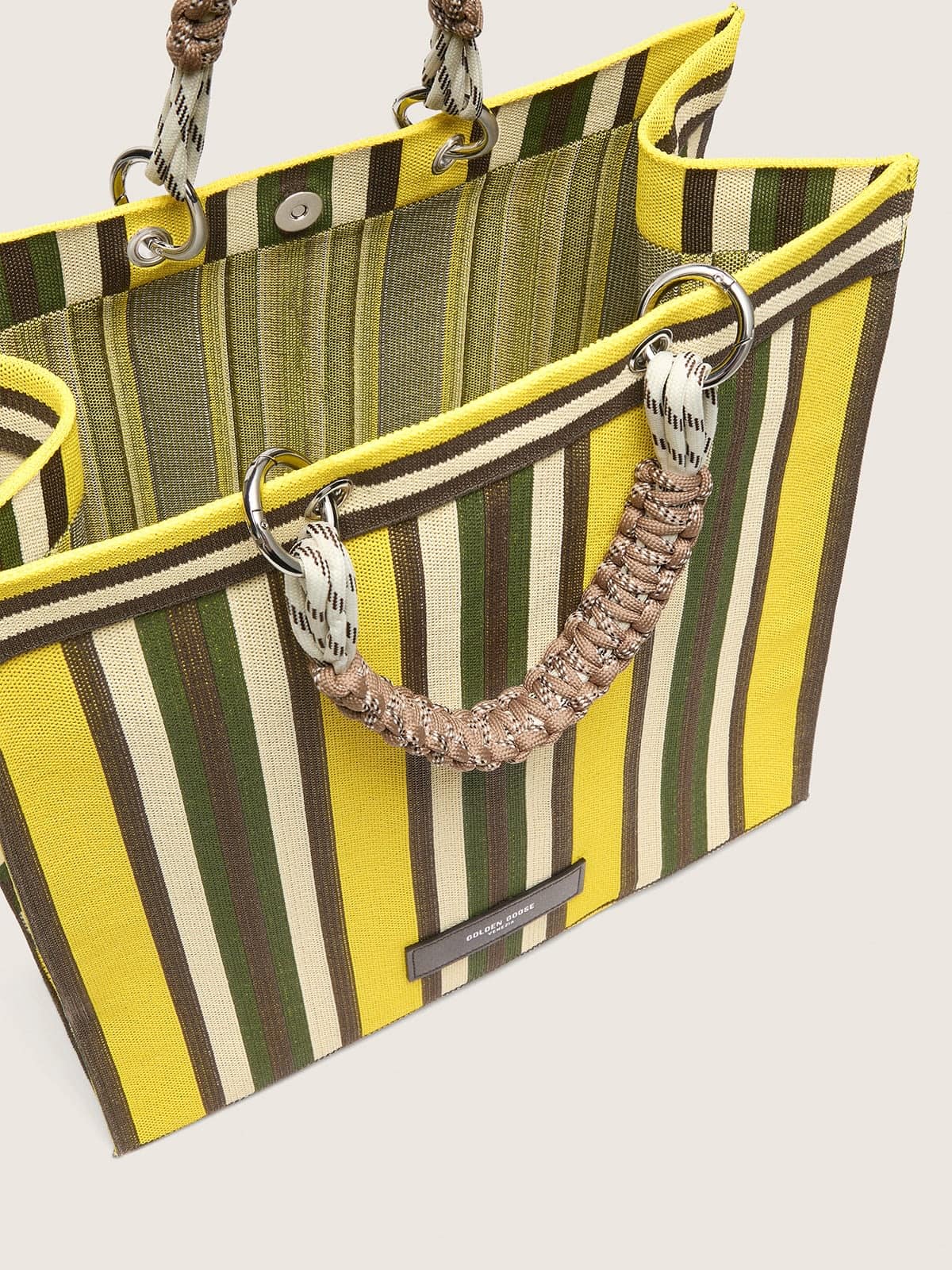 Golden Goose - Sac Spiaggina ray&eacute; dans les tons du jaune, du vert et du marron in 