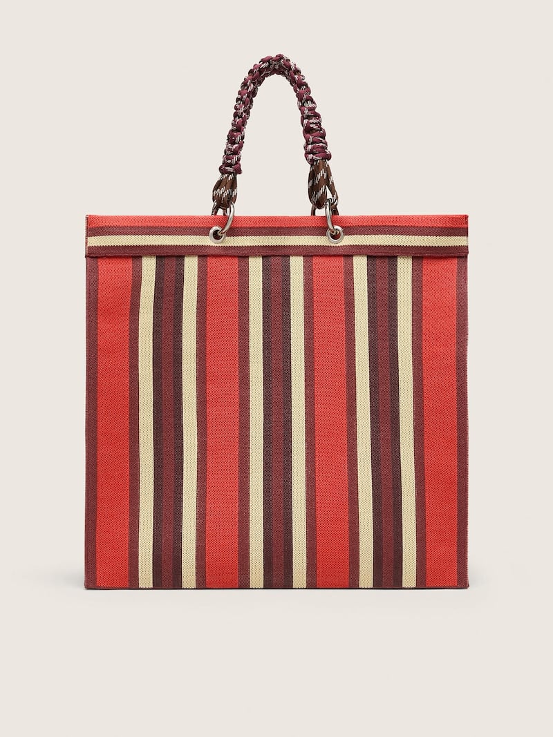 Golden Goose - Striped Spiaggina Bag in red, cream and burgundy in 