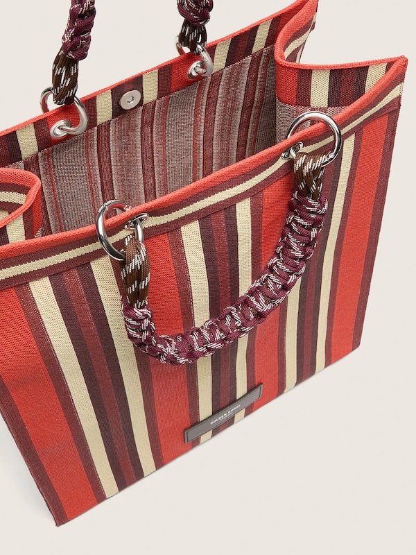 Golden Goose - Sac Spiaggina ray&eacute; dans les tons du rouge, du cr&egrave;me et du bordeaux in 