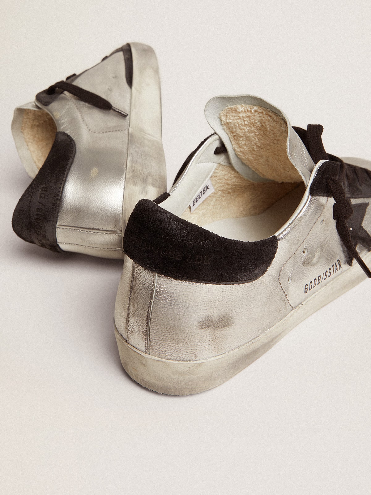 Golden Goose - Women's Super-Star in silver leather with contrasting inserts in 