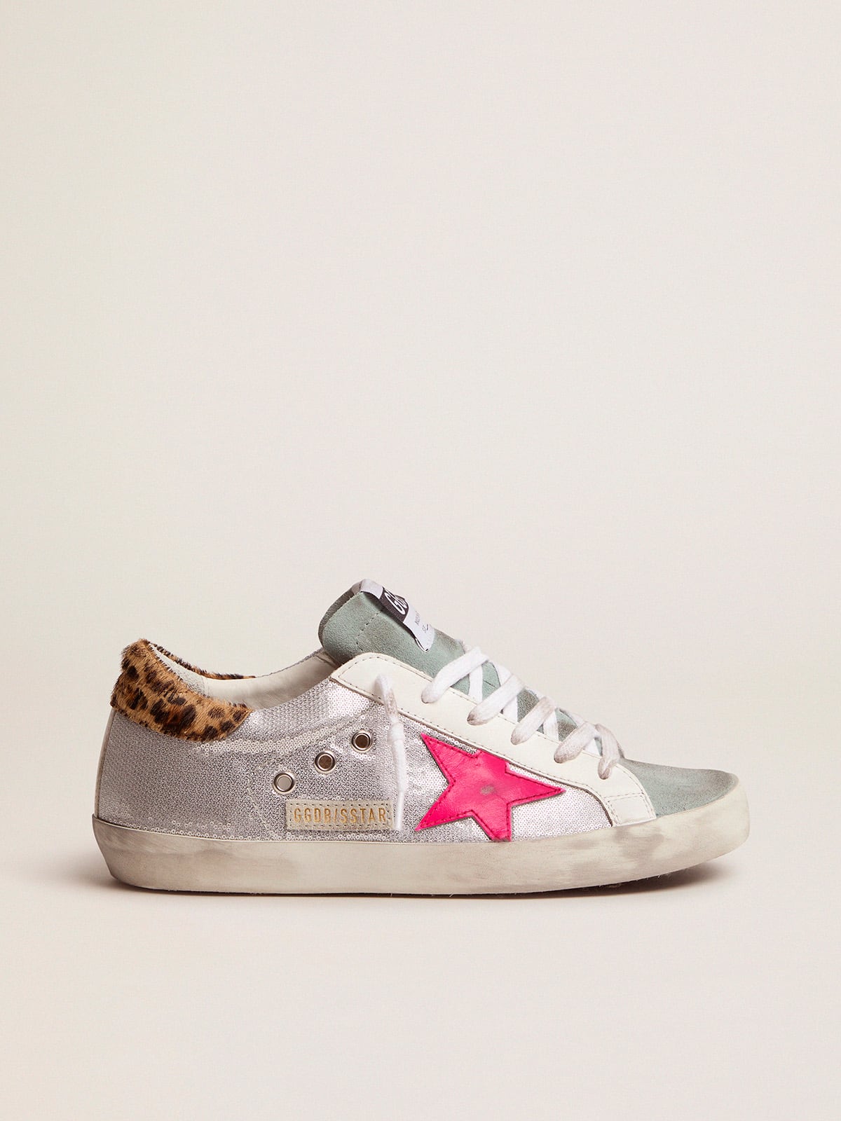 Super-Star sneakers with sequins and leopard-print heel tab