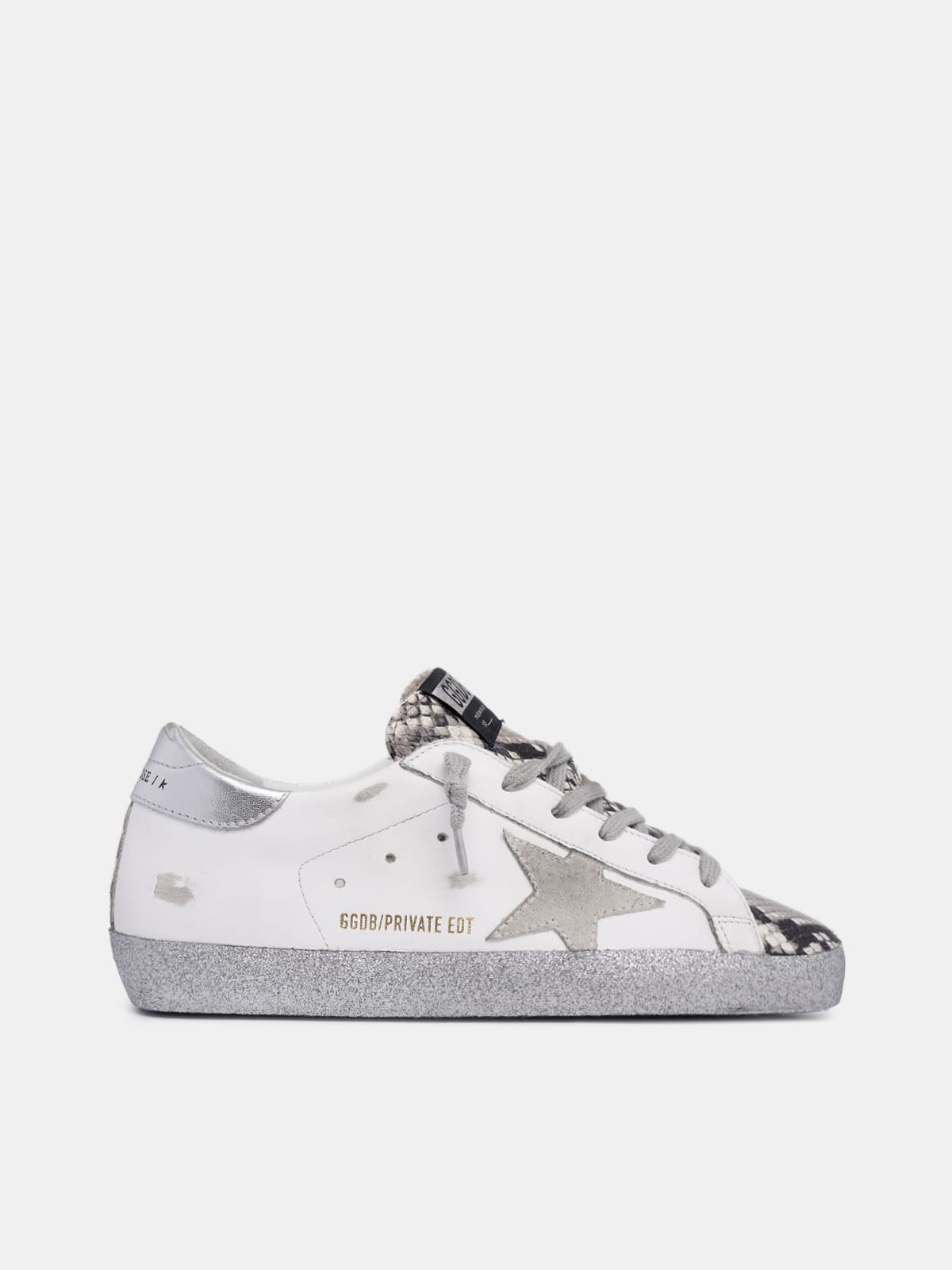 Super-Star sneakers with snake-print insert and glitter | Golden Goose