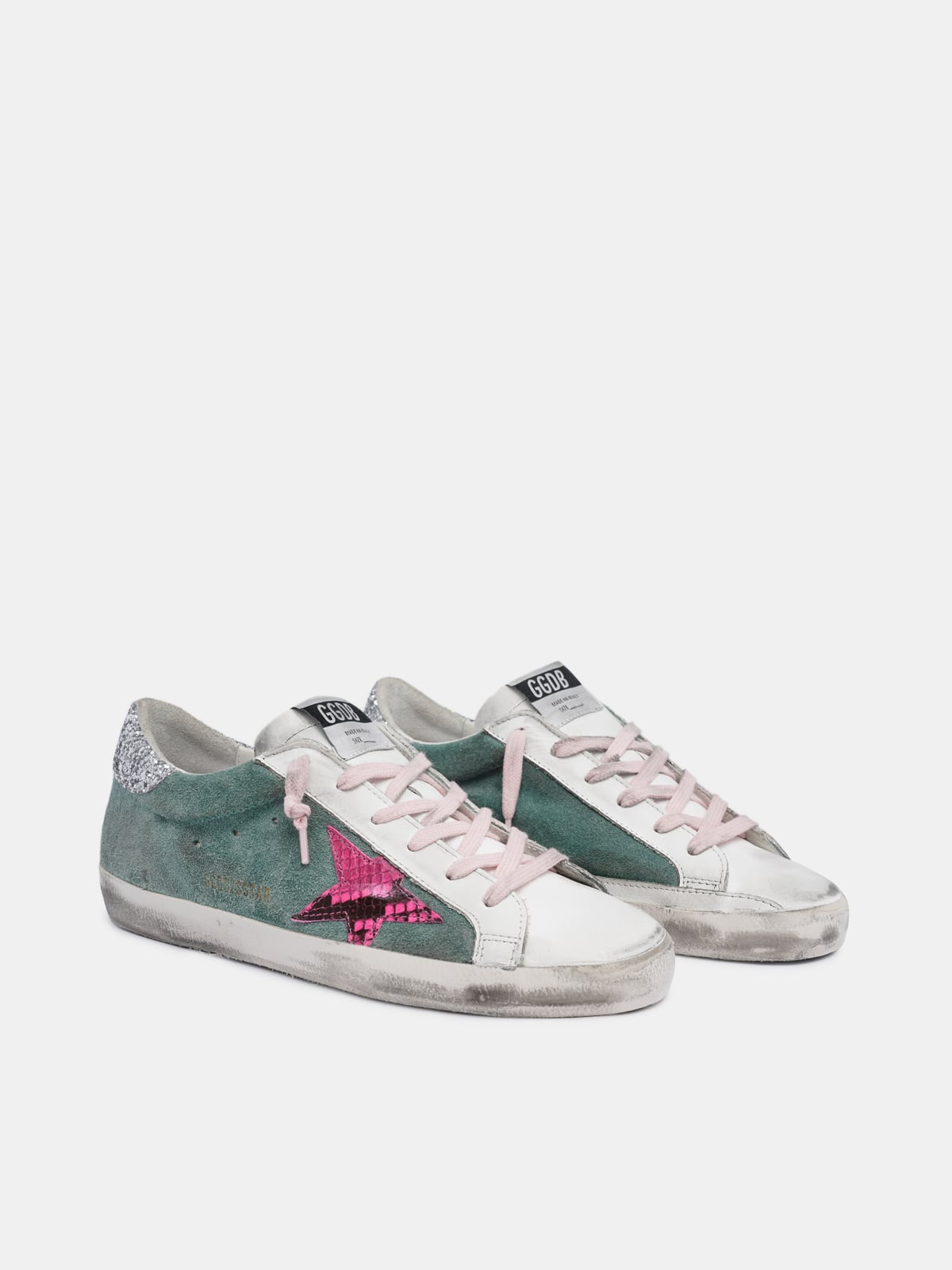 Golden Goose - Zapatillas deportivas Super-Star verdes con estrella estampado pitón in 