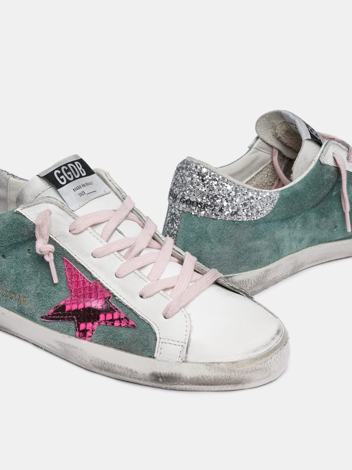 Golden Goose - Zapatillas deportivas Super-Star verdes con estrella estampado pitón in 