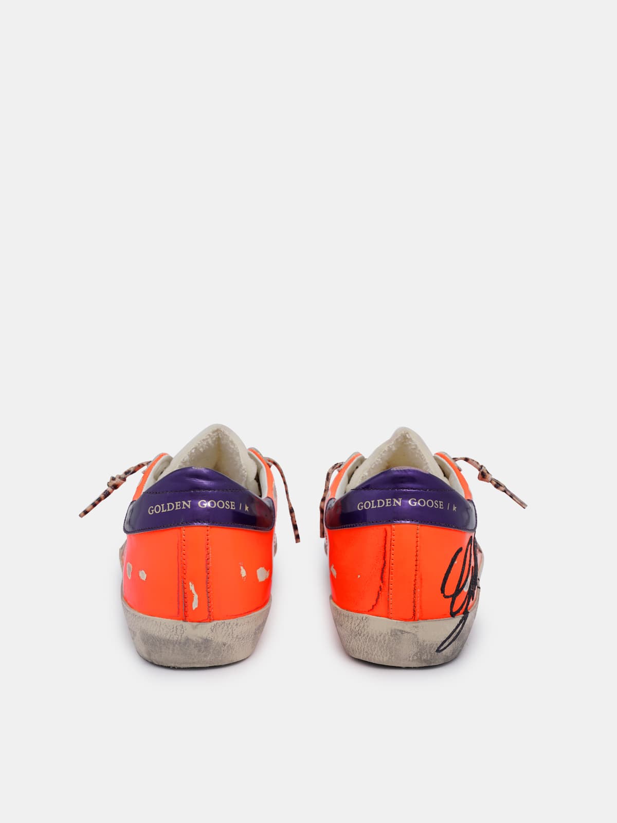 Golden Goose - Orangefarbene Sneakers Super-Star mit „Golden Goose“-Logo in 