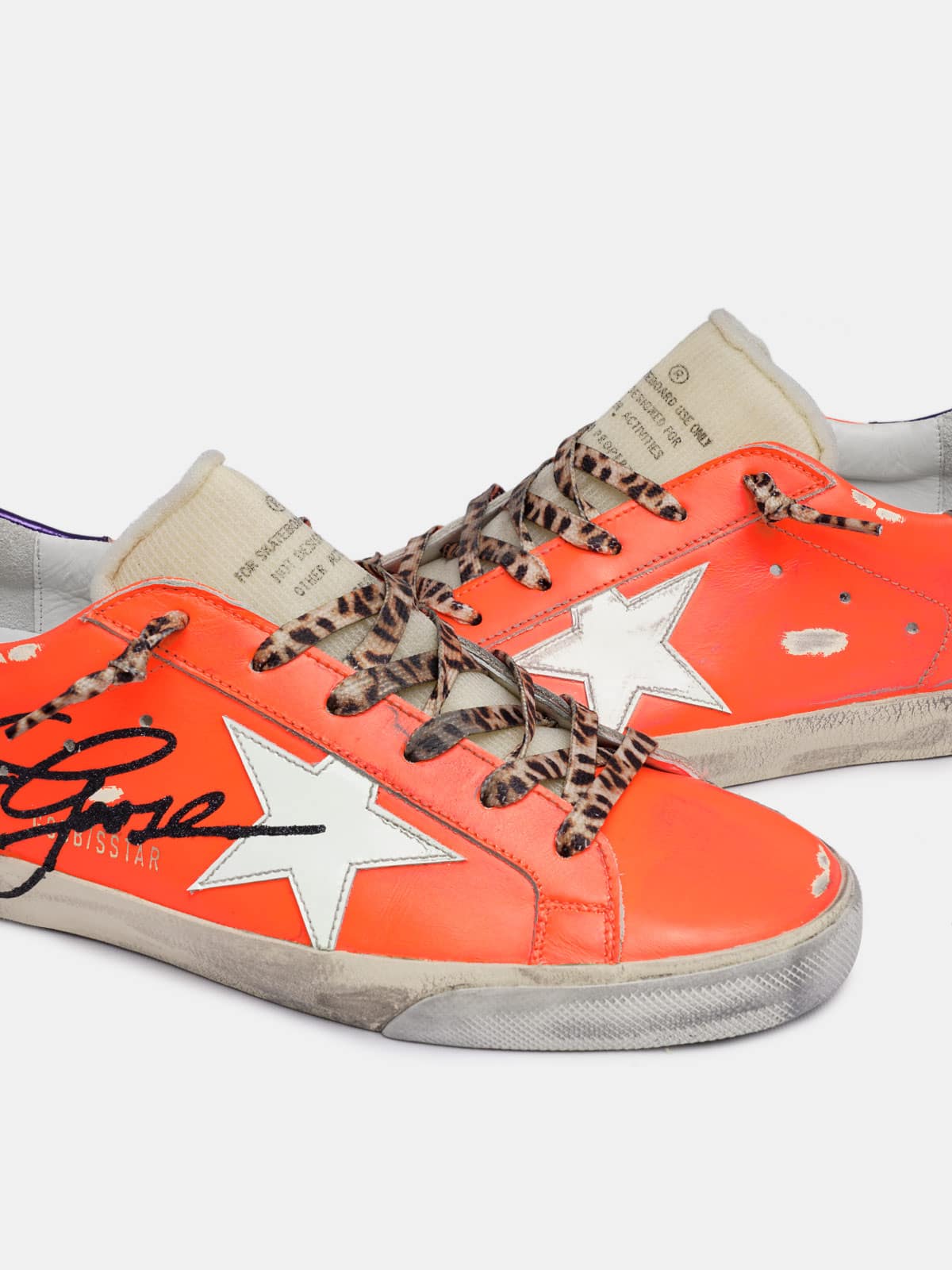 Golden Goose - Sneakers Super-Star orange avec logo Golden Goose in 