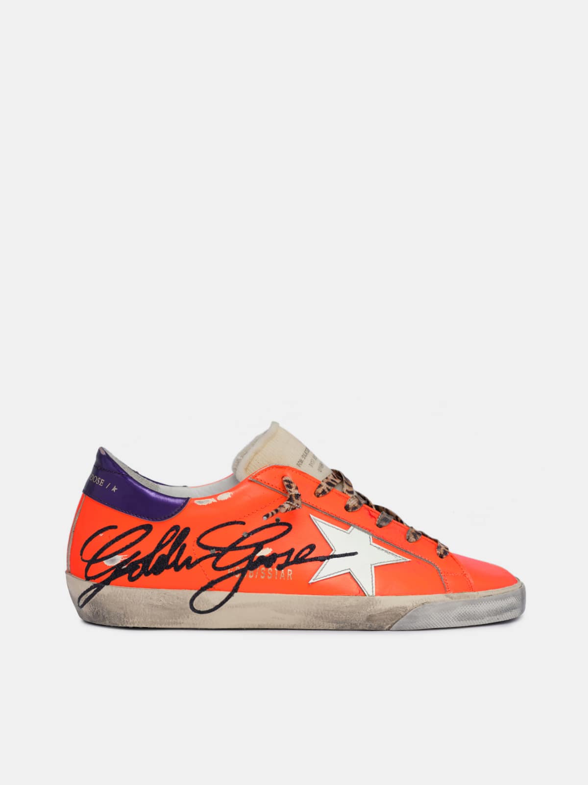 Golden Goose - Sneakers Super-Star arancio con logo Golden Goose in 