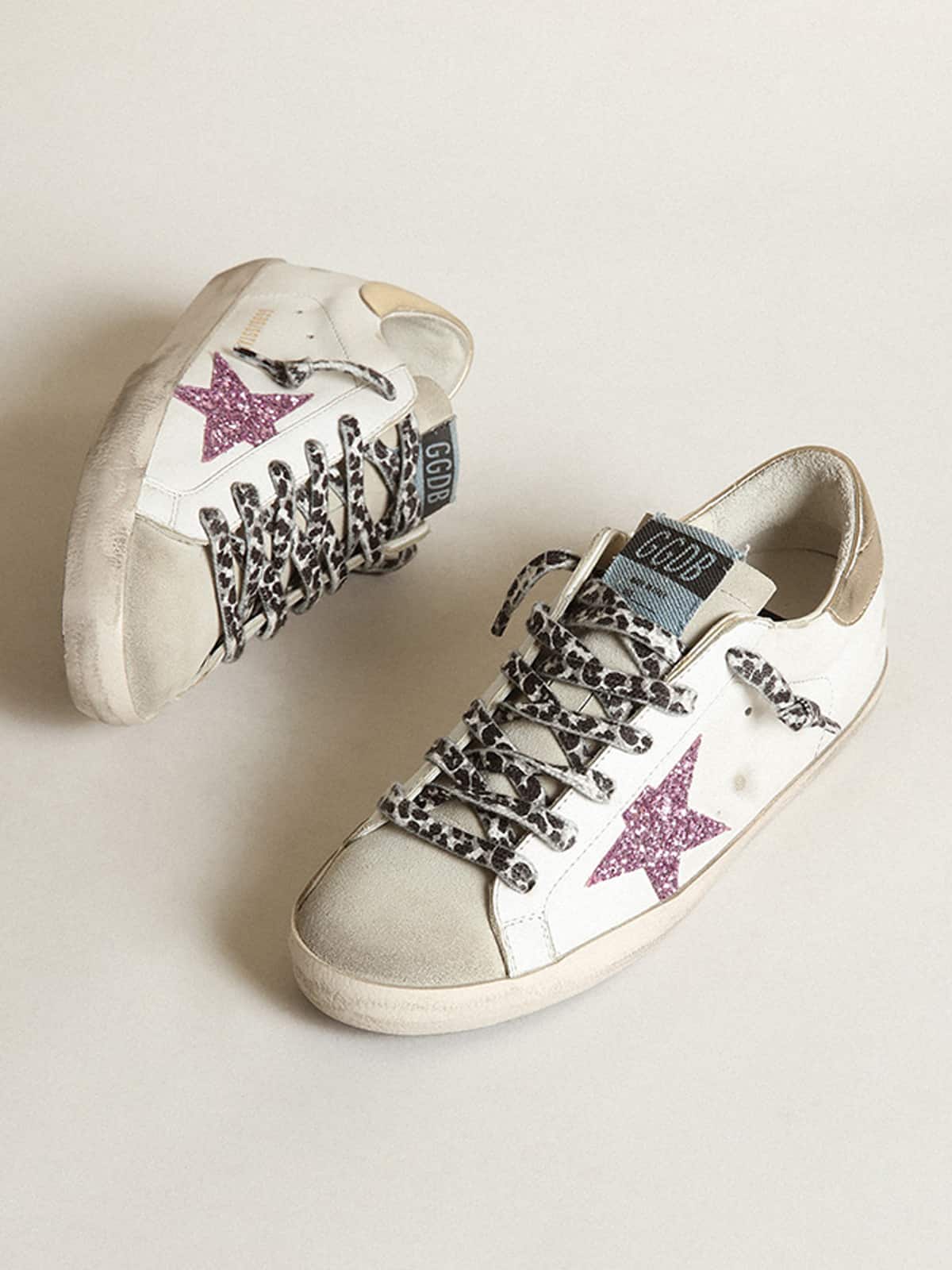 Golden Goose - Women's Super-Star with glitter and gold heel tab in 