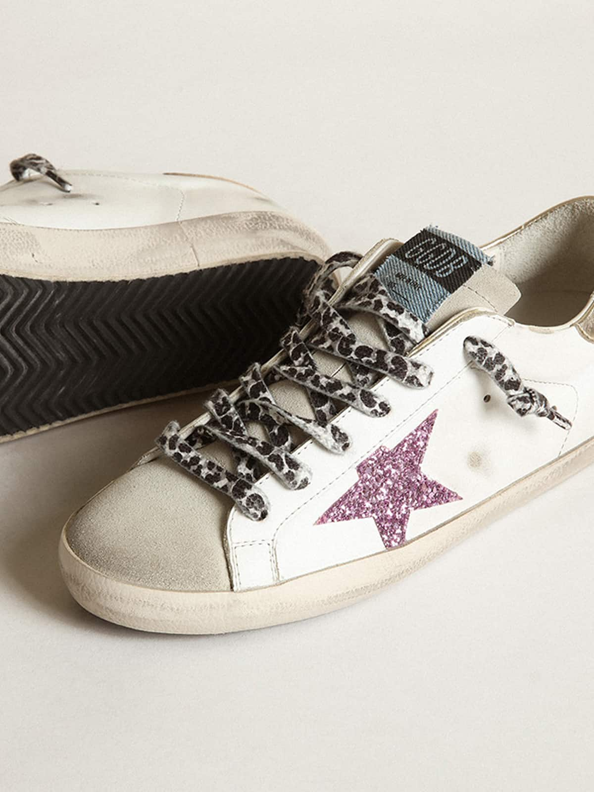 Golden Goose - Super-Star Donna con glitter e talloncino dorato in 