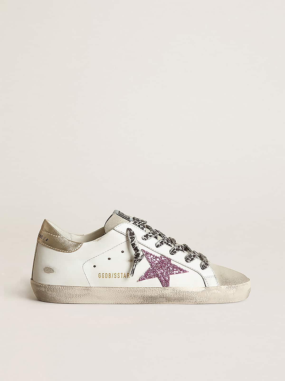 Golden Goose - Women's Super-Star with glitter and gold heel tab in 