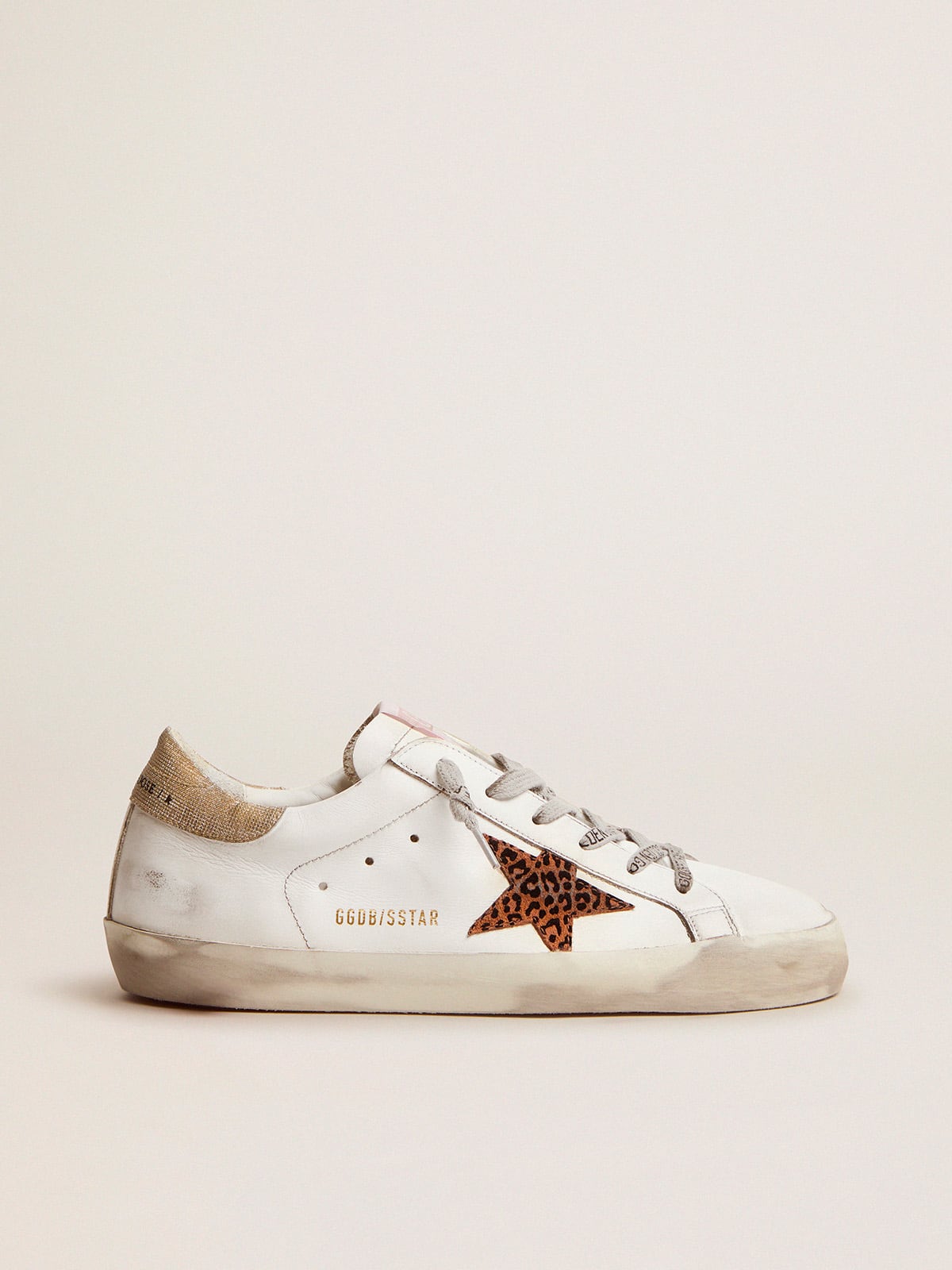 Golden Goose - Super-Star LTD sneakers with leopard-print star and gold glitter heel tab in 
