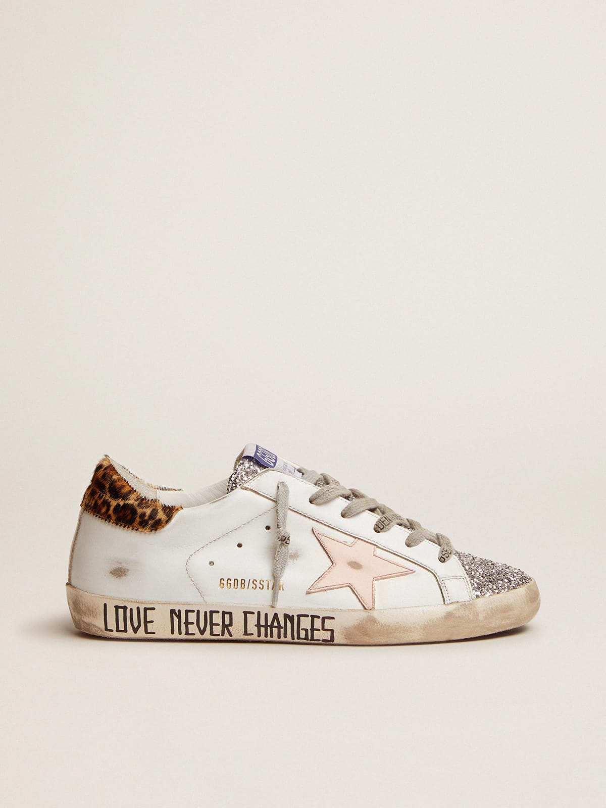 Golden Goose - Super-Star avec languette pailletée argentée et inscription réalisée à la main in 