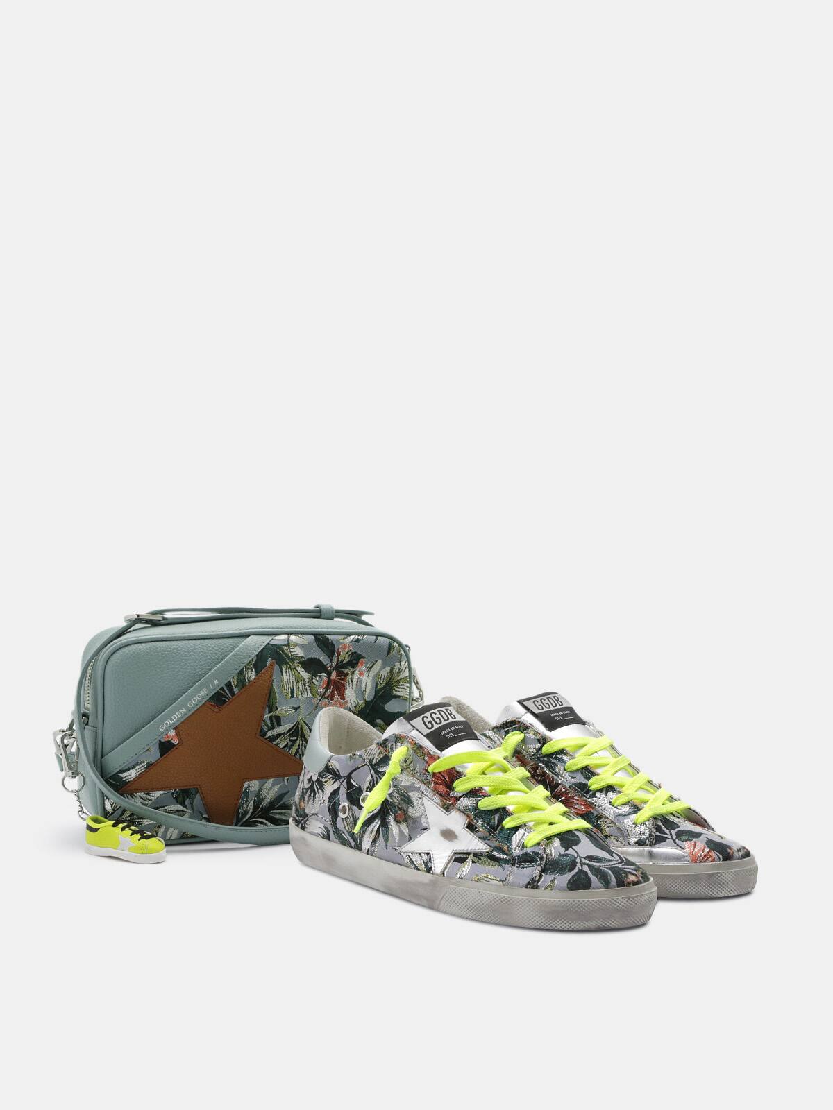 Golden Goose - Super-Star sneakers in floral-patterned jacquard with a silver star in 