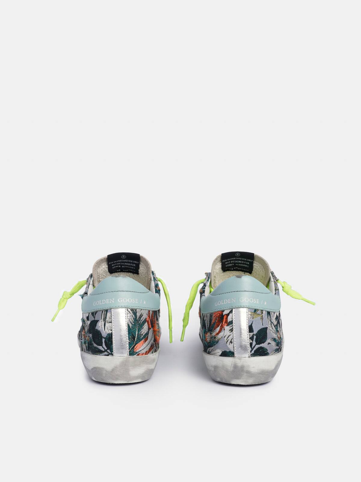 Golden Goose - Super-Star sneakers in floral-patterned jacquard with a silver star in 