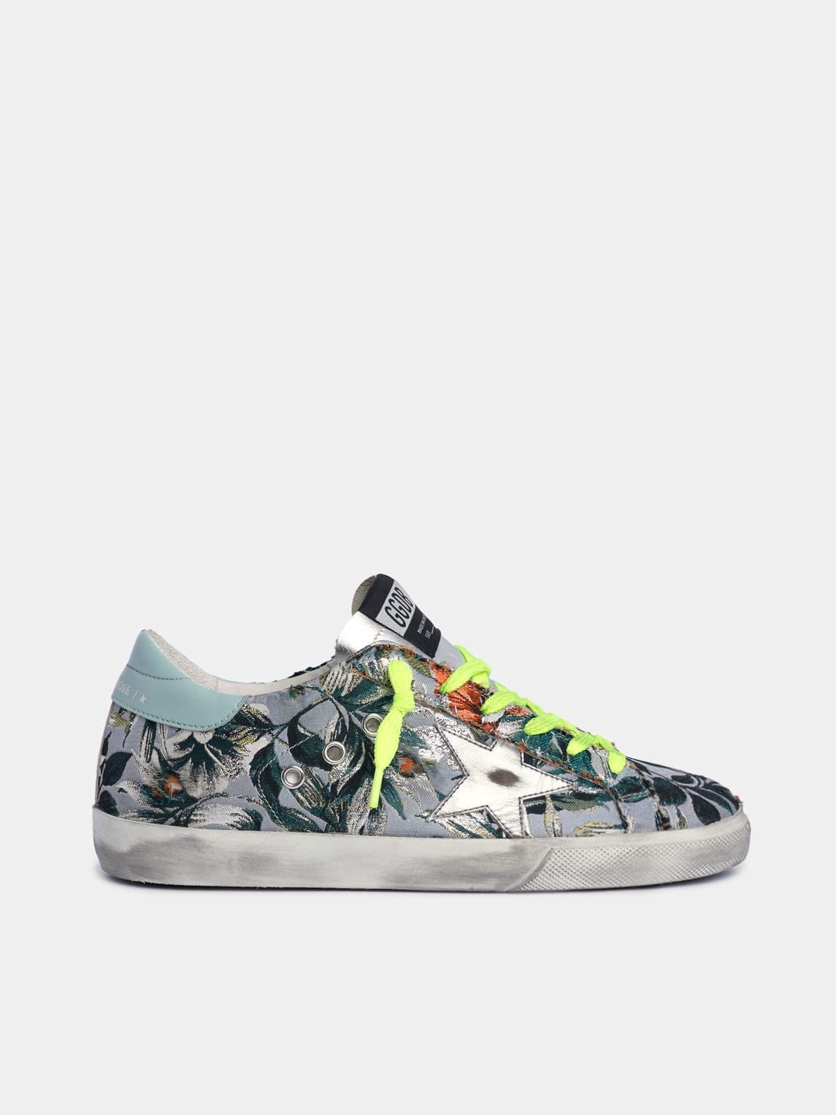 Golden Goose - Super-Star sneakers in floral-patterned jacquard with a silver star in 