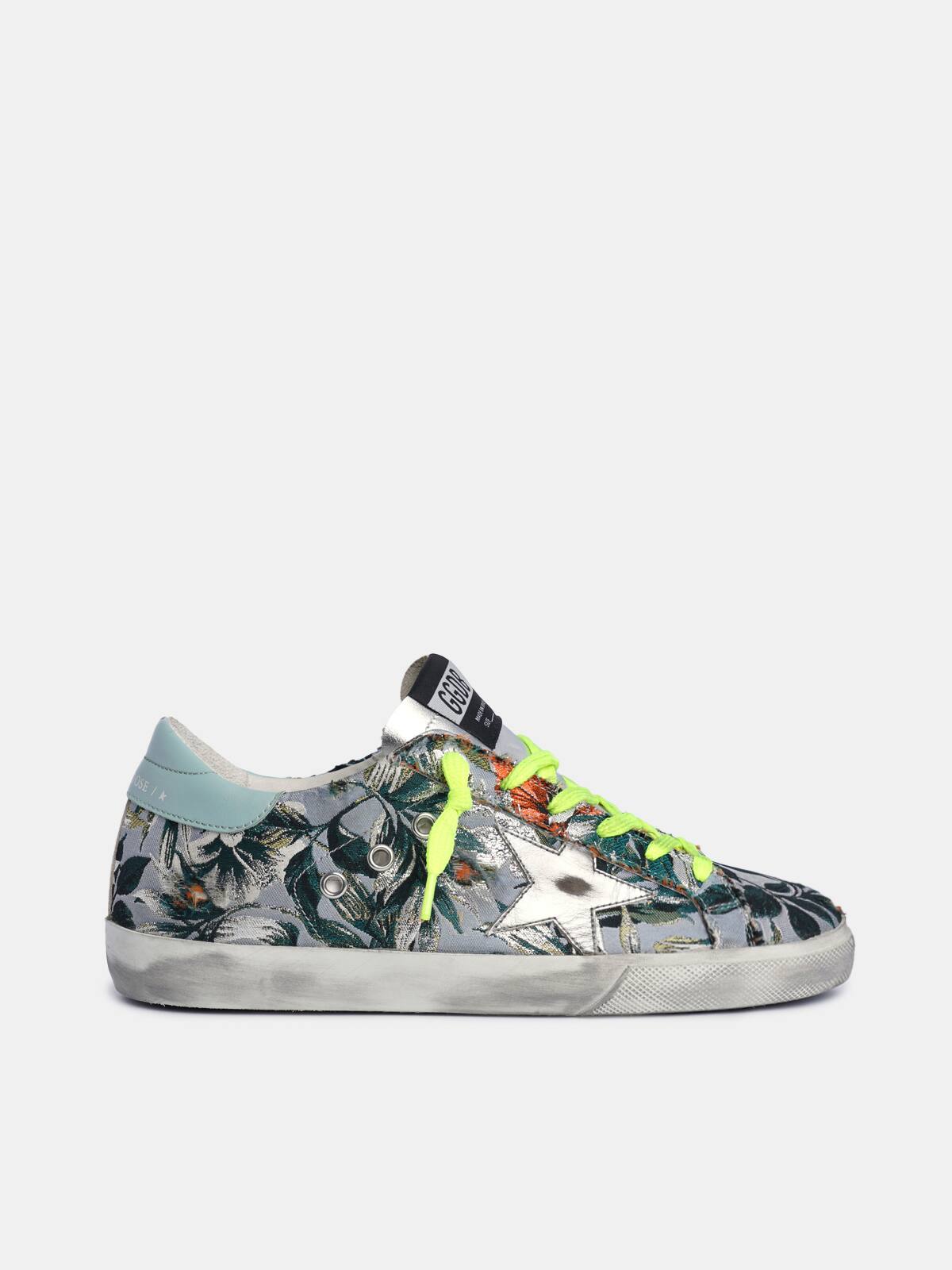 Golden Goose - Super-Star sneakers in floral-patterned jacquard with a silver star in 