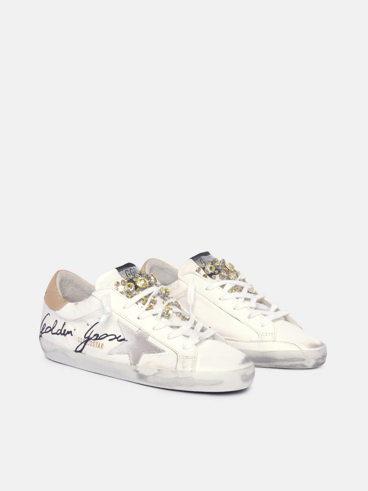 Golden Goose - LAB limited edition Super-Star sneakers with crystals and black Golden Goose signature with glitter in 