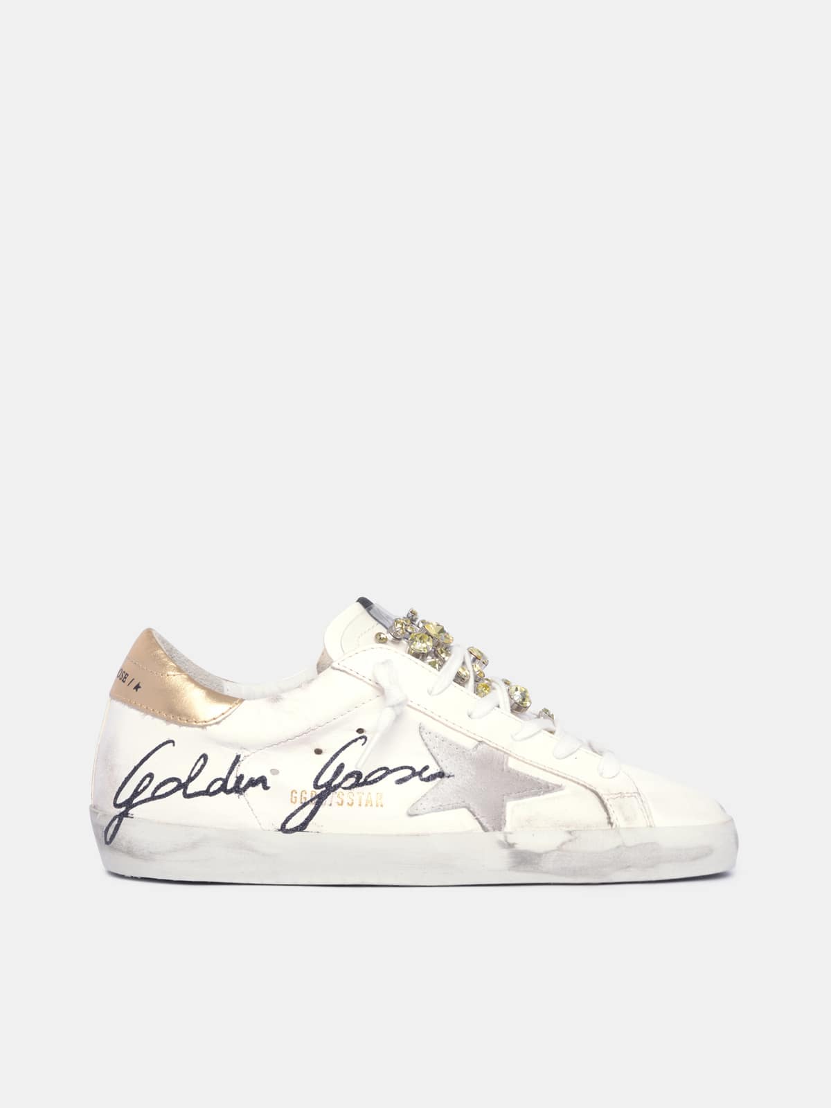 Golden Goose - LAB limited edition Super-Star sneakers with crystals and black Golden Goose signature with glitter in 