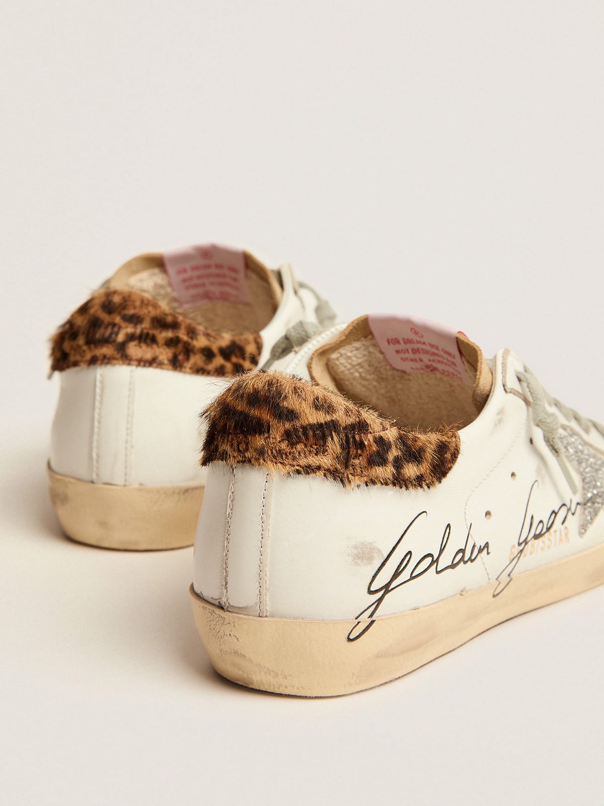 Golden Goose - Super-Star con talloncino in cavallino leo e stella in Swarovski in 