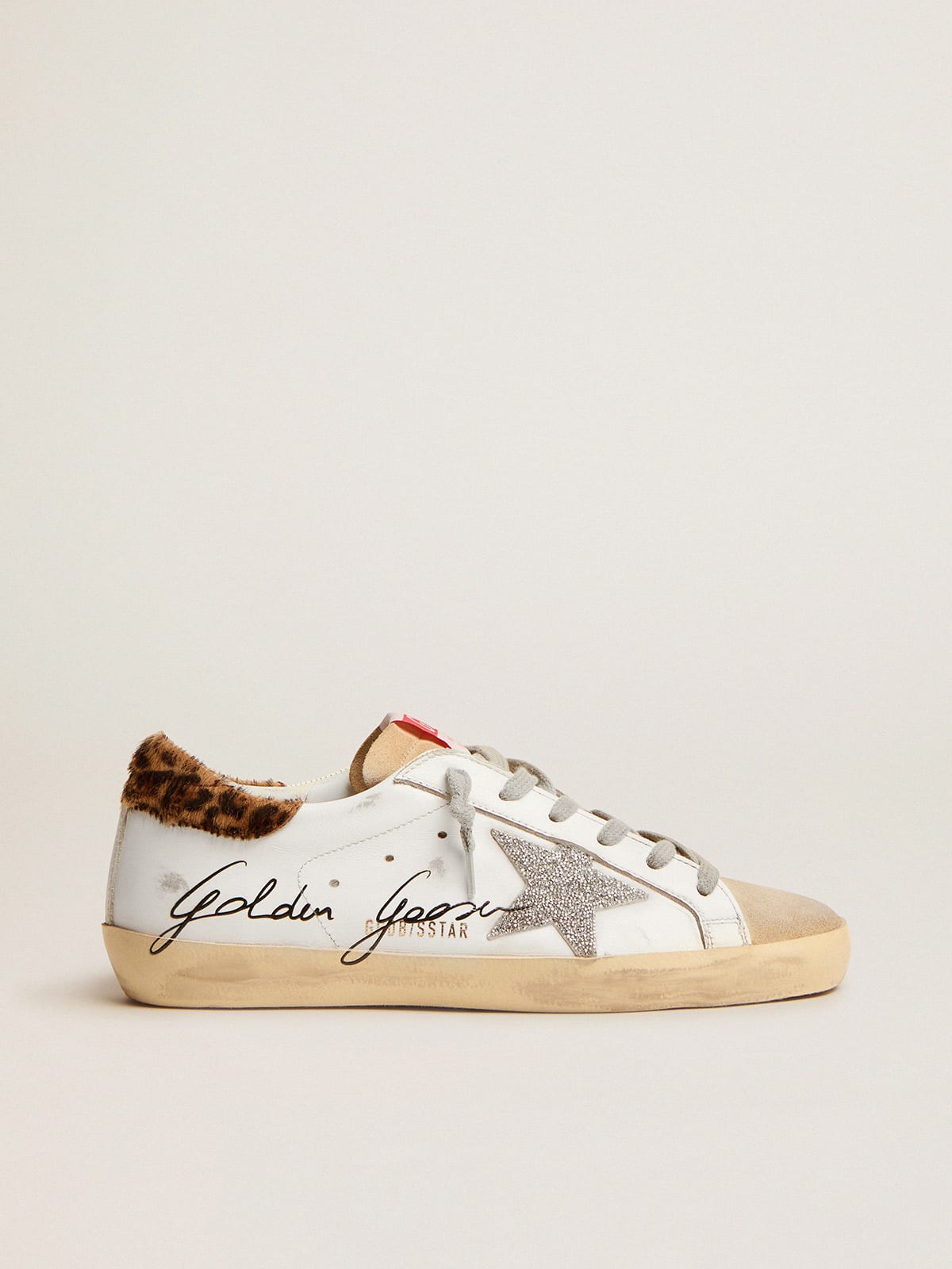 Golden Goose - Super-Star con talloncino in cavallino leo e stella in Swarovski in 