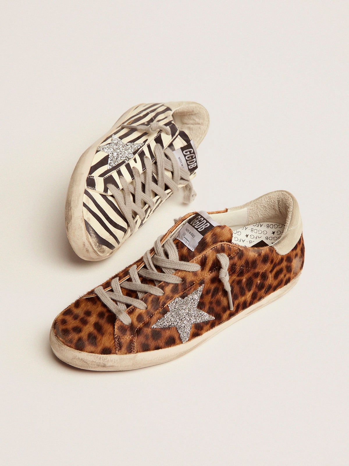 Golden Goose - Super-Star LTD sneakers in animal-print pony skin with Swarovski star in 