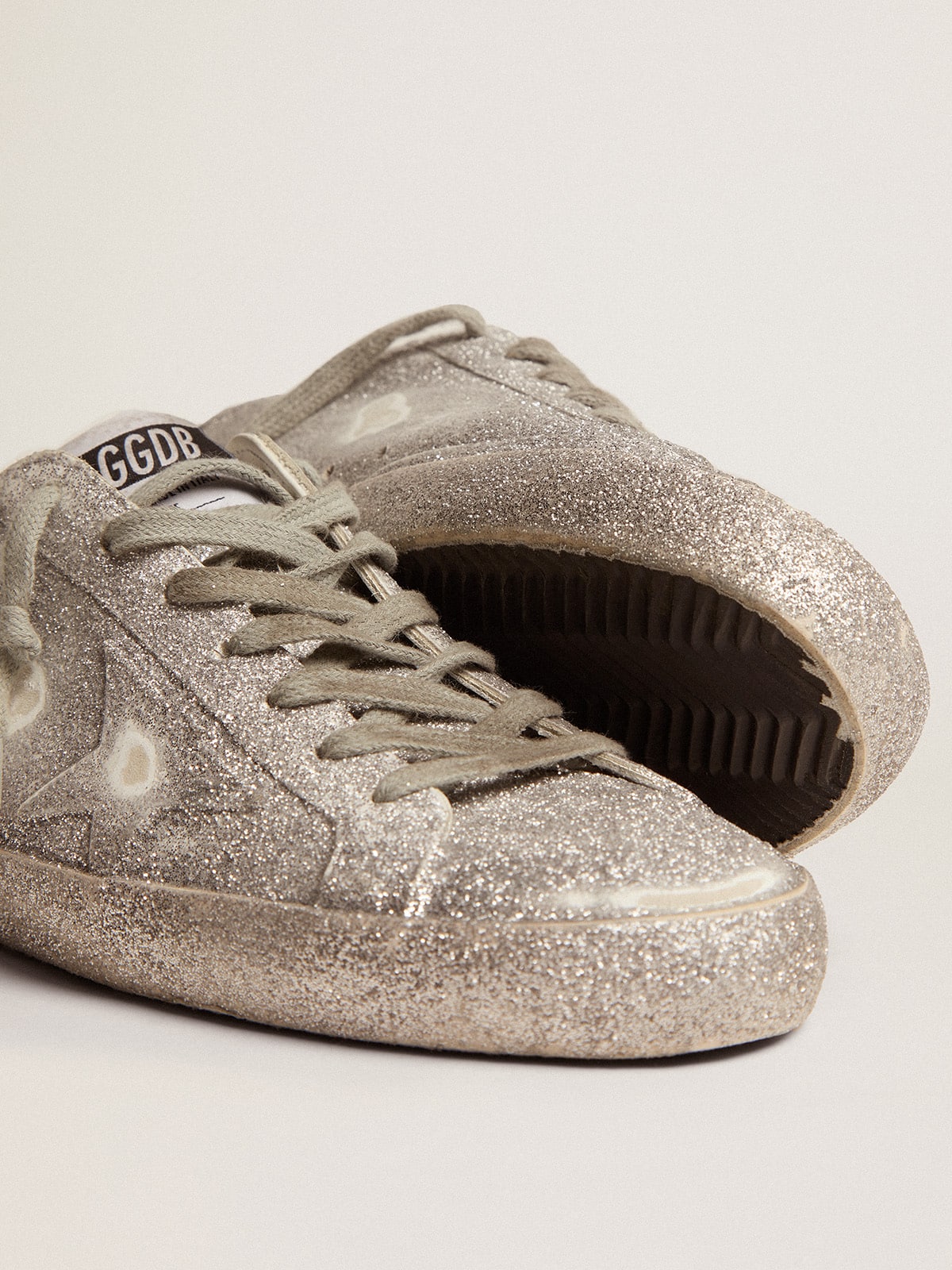 Golden Goose - Women's Super-Star in silver leather with all-over glitter in 