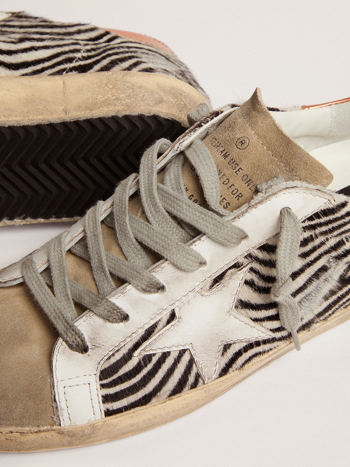 Golden Goose - Women's Super-Star LTD in zebra print pony skin with white star in 