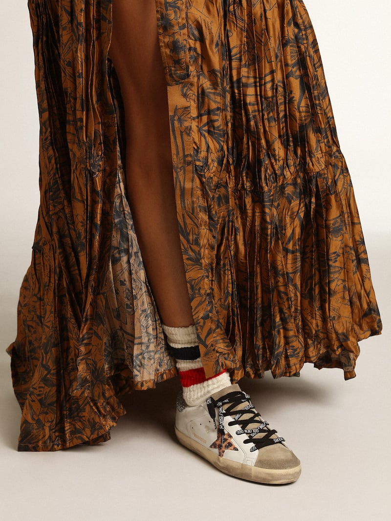 Golden Goose - Super-Star  pour femme avec &eacute;toile en cristaux Swarovski et imprim&eacute; l&eacute;opard in 