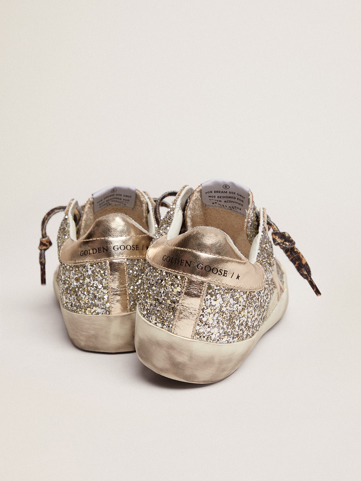 Golden Goose - Women's Super-Star in platinum glitter with leather star and heel tab in 