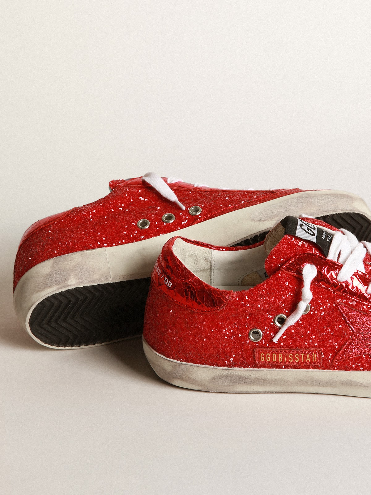 Golden Goose - Superstar sneakers with glitter upper and laminated star in 