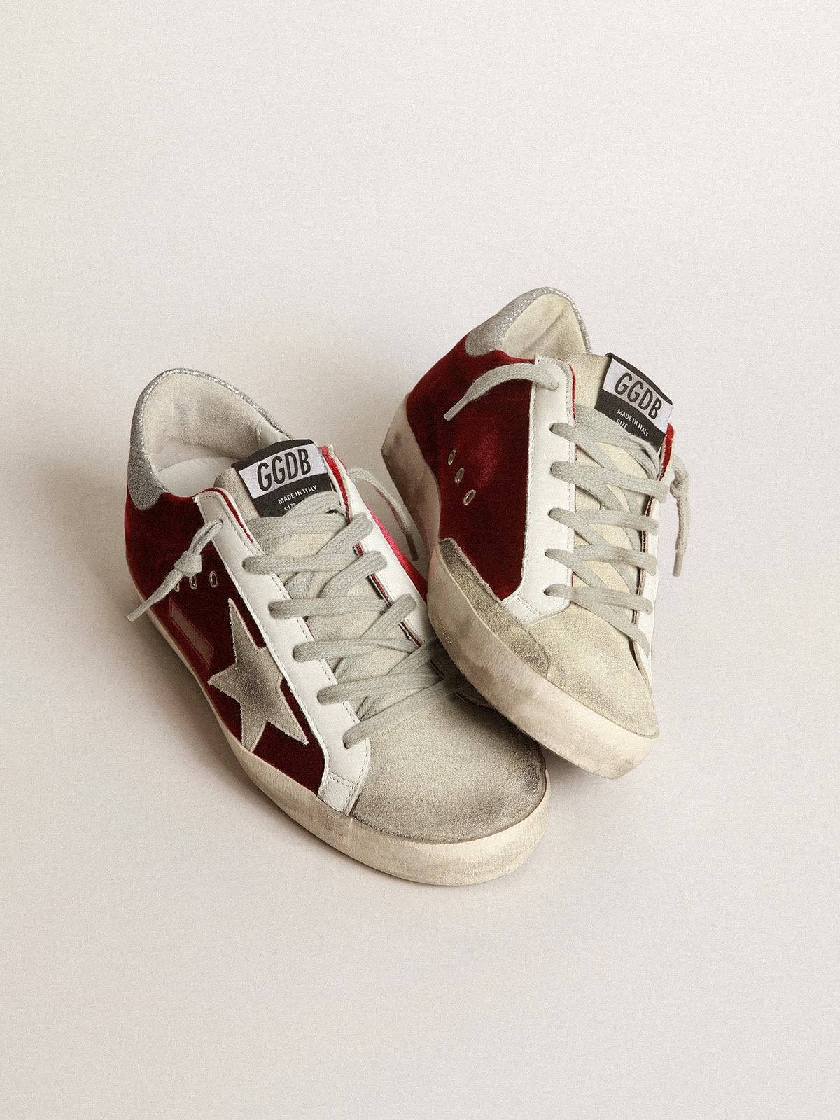 Golden Goose - Super-Star sneakers in velvet with glittery heel tab in 