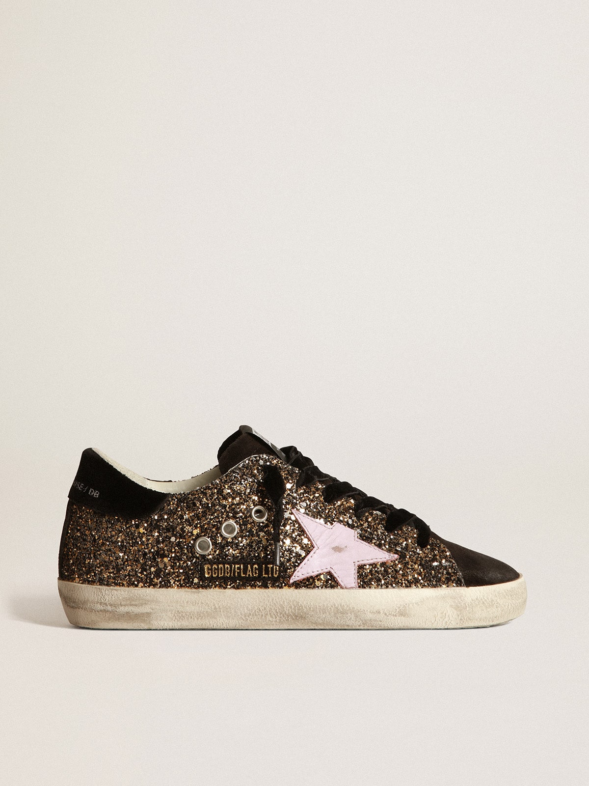 Golden Goose - Sneakers Super-Star aus Glitzer mit rosa Stern aus Leder in 