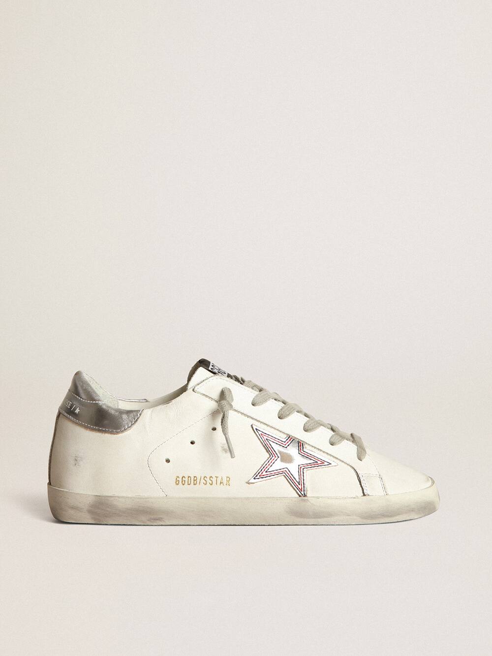 Silver star Super-Star sneakers with contrasting stitching | Golden Goose