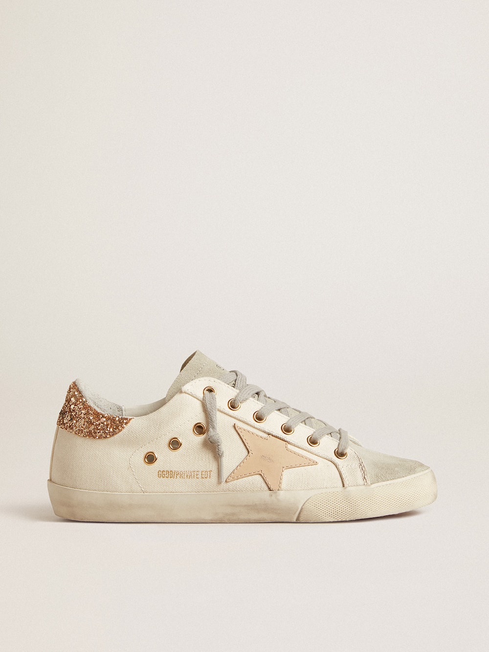Golden Goose - Super-Star LTD in canvas with sand star and glitter heel tab in 