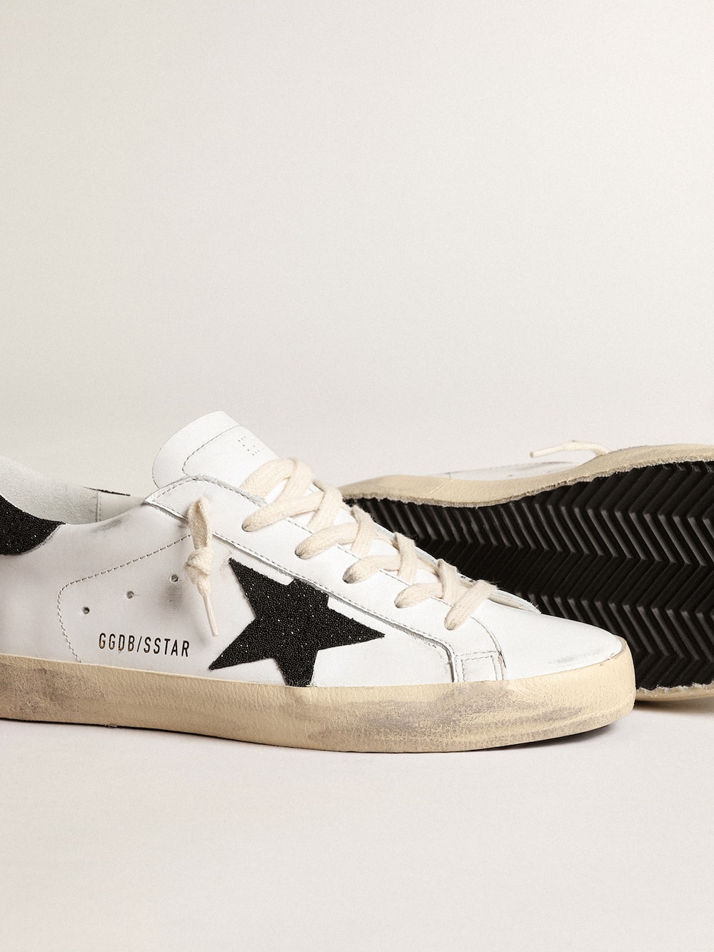 Golden Goose - Women’s Super-Star with a black Swarovski crystal star and heel tab in 