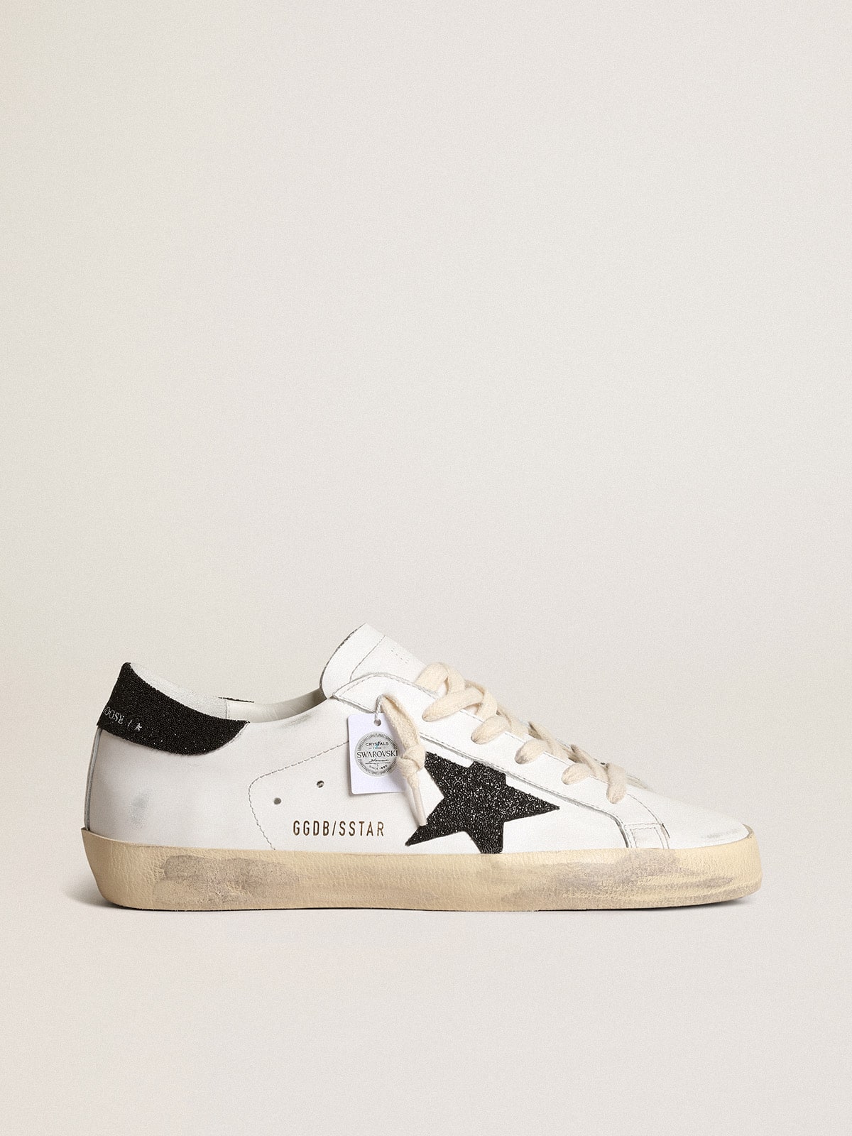 Golden Goose - Super-Star pour femme avec étoile et contrefort en cristaux Swarovski noirs in 