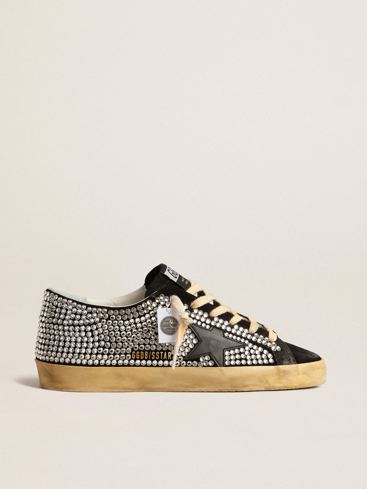 Golden Goose - Super-Star LTD com cristais Swarovski e estrela de couro preto in 