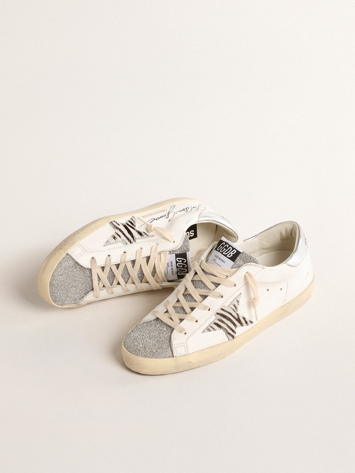 Golden Goose - Super-Star LTD with silver Swarovski crystal tongue in 