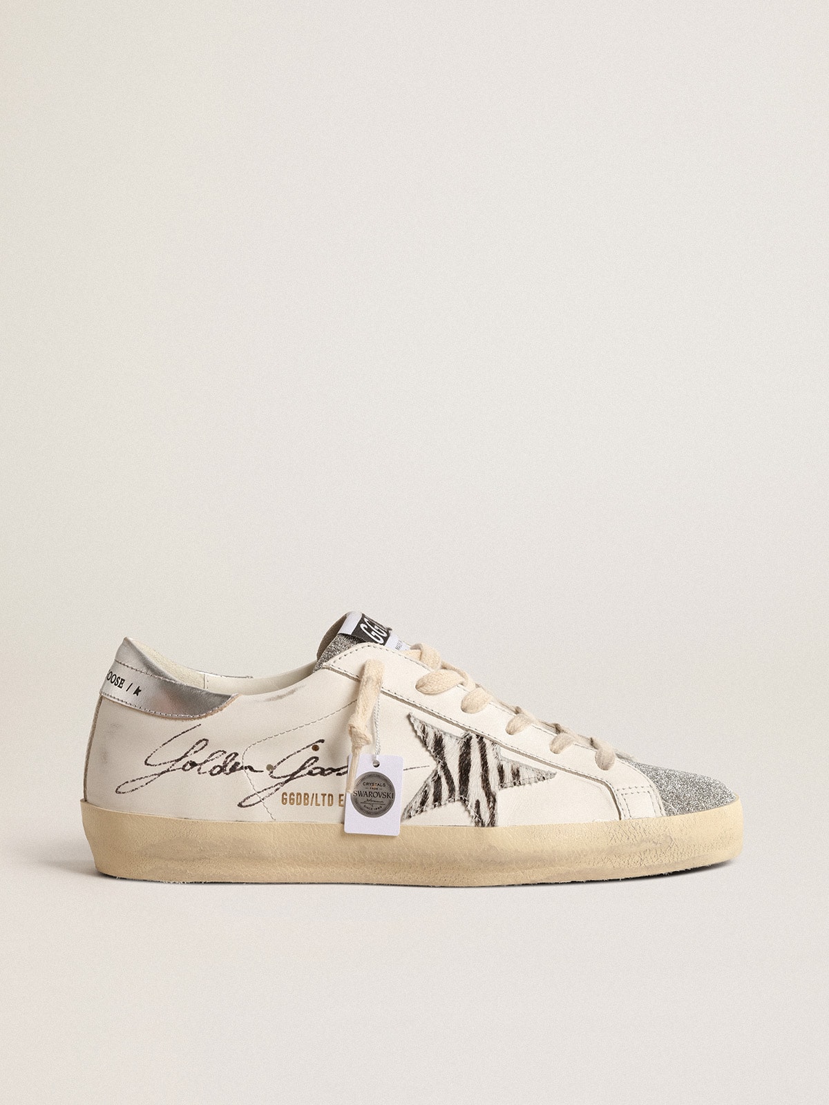 Golden Goose - Super-Star LTD with silver Swarovski crystal tongue in 