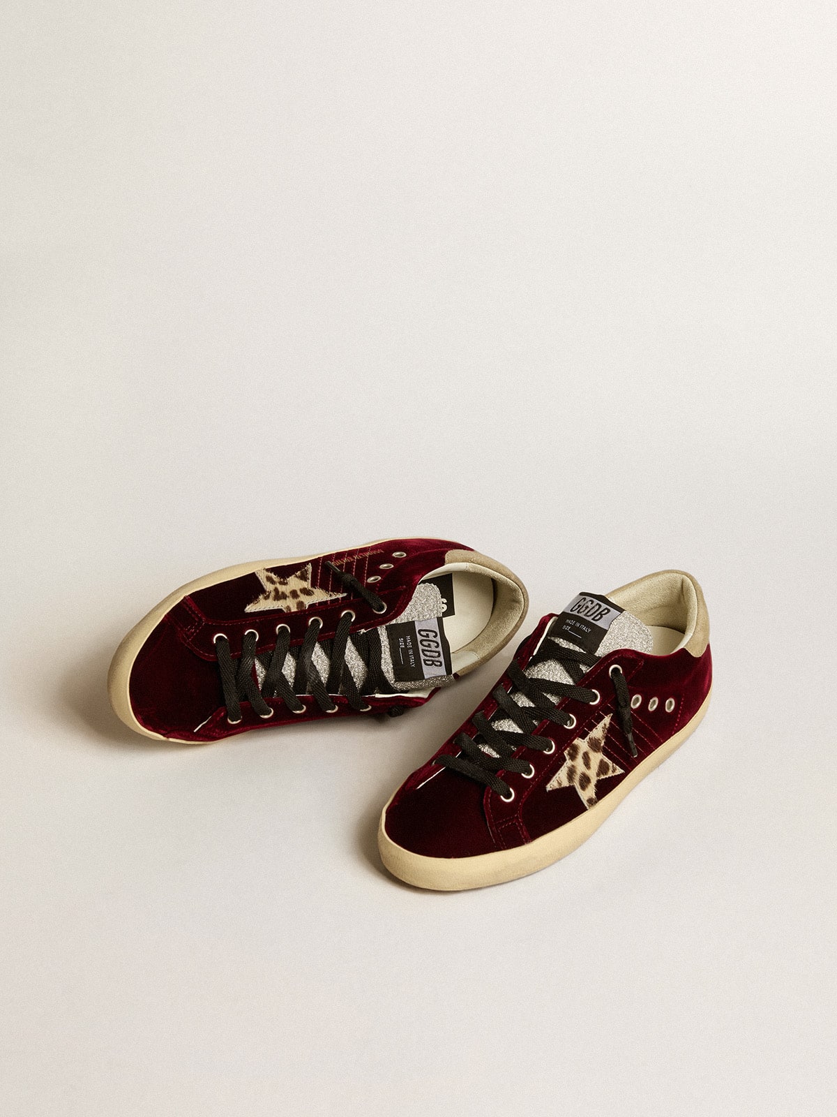 Golden Goose - Women's Super-Star LTD in velvet with pony skin star and glitter tongue in 